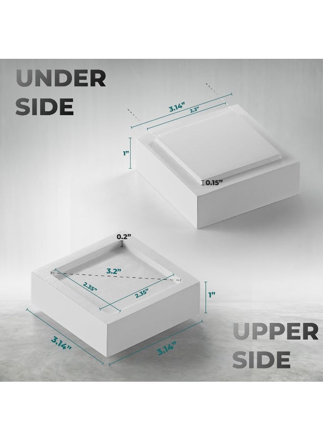 FASONLA Bed Risers (Set of 8) Furniture Risers Lifts Height 1", 2", 3" or 4", Solid Natural Wood Risers, Non-Slip Recessed Hole to Heavy Bed/Furniture (White Color) - Image 2